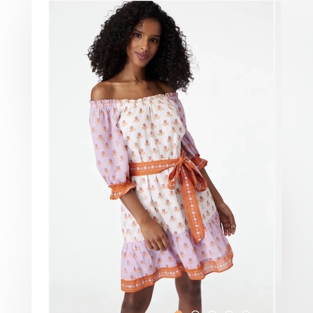 NWT Roller Rabbit Amanda Daisy Miller Dress Orange Purple White Medium